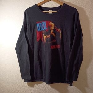 Billy Idol Black Long Sleeve Golden Heavy Cotton sz Large